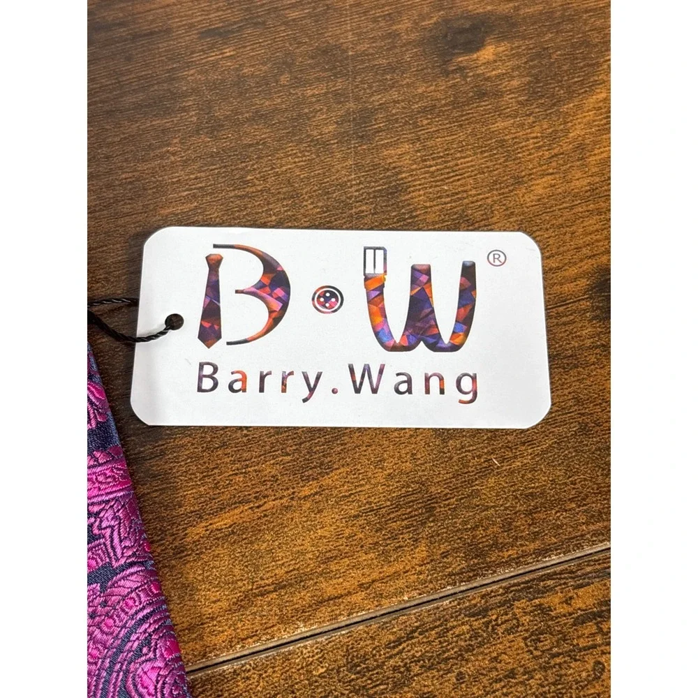 Barry Wang Mens Purple Paisley Silk Blend Jacquard Necktie Formal Business Tie
